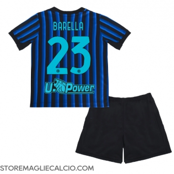 Inter Milan Nicolo Barella #23 Maglia Gara Casa Repliche 2025-26 Bambino